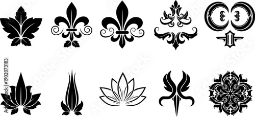 Vintage Floral Ornamental Divider Set Vector Illustration