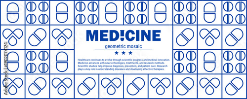 Science medical mosaic pattern for clinic and pharmacy pill.