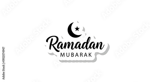 Ramadan Mubarak: A minimalist Ramadan Mubarak greeting, with elegant typography and the iconic crescent moon and star symbol, conveys blessings and goodwill