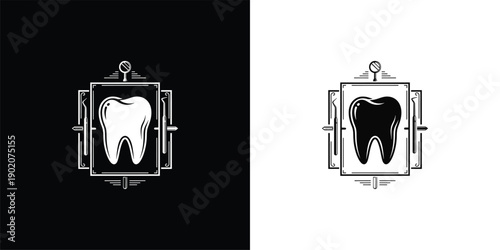 Dental Tooth Logo Design - White  Black Icons.