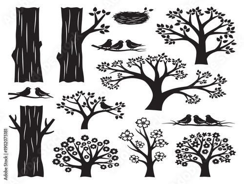 Spring tree silhouettes with fresh natural appeal