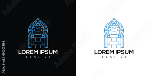 Islamic Archway Logo Design Mosque Entrance Geometric Pattern.