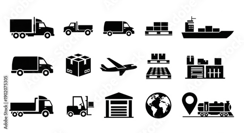 Collection of Transportation and Logistics Icons.