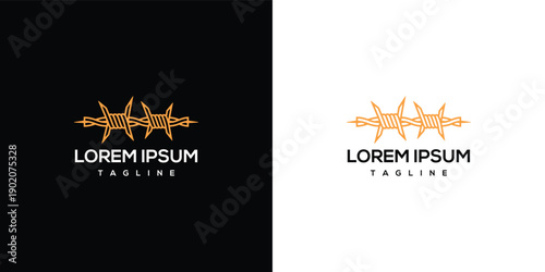 Barbed Wire Logo Design - Security Protection Restriction Symbol.