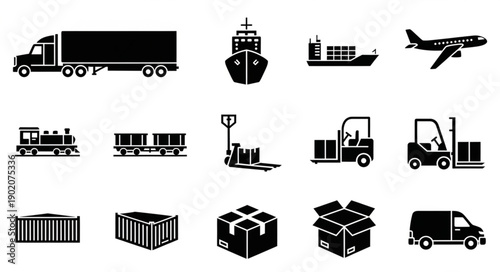 Collection of Transportation and Logistics Icons.