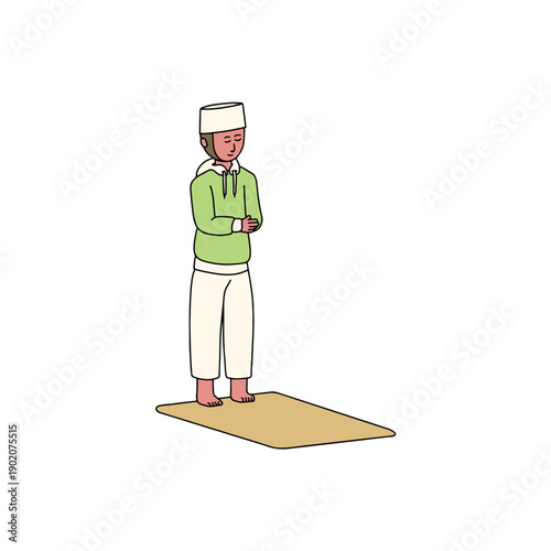 Muslim Man Praying Illustration