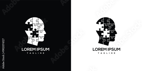 Puzzle Head Silhouette Brain Mind Solution Concept.