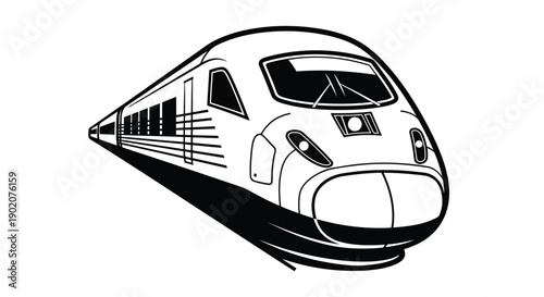 Sleek bullet train speeding forward in dynamic motion