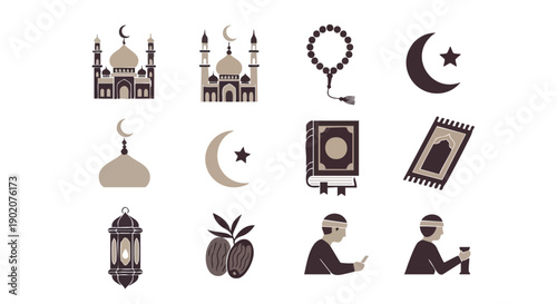 Collection Minimaliste Dicônes Islamiques Duotone Sépia