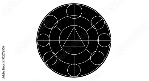 Intricate geometric circle with casting lines and cloth-like patterns, isolated on a white background, featuring symmetrical shapes and mystical design elements