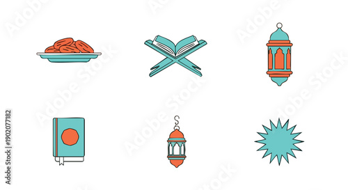 Icônes Duotone Minimalistes Modernes du Mois Sacré