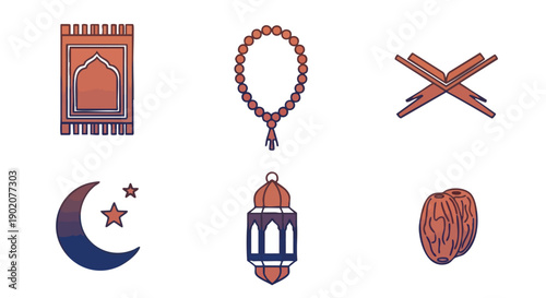 Icônes Essentielles des Rituels de Ramadan, Style Duotone