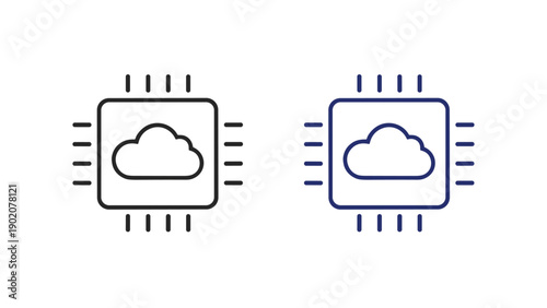 Cloud Computing Chip Processor Icon Vector Illustration