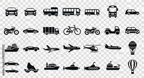 Collection of Transportation Icons and Symbols.