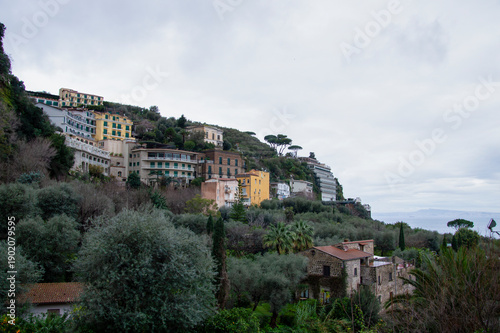 Houses on a cliff in Sorrento, Italy