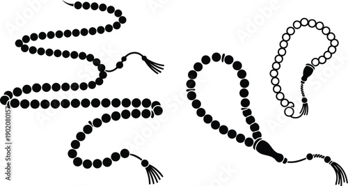 Islamic prayer beads (tasbih) vector art, representing devotion and spiritual practice
