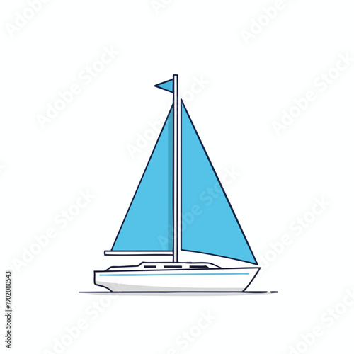 Simple Line Art Sailboat Illustration