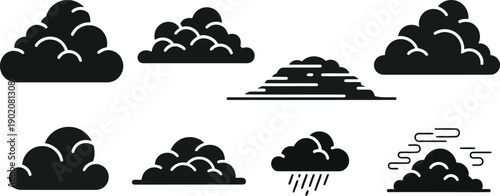 Stylized silhouette of cumulus clouds drifting in a clear sky