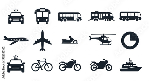 Collection of Transportation Icons Silhouettes.
