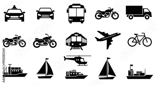 Collection of Transportation Icons Silhouettes.