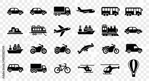 Collection of Transportation Icons Vector Art.