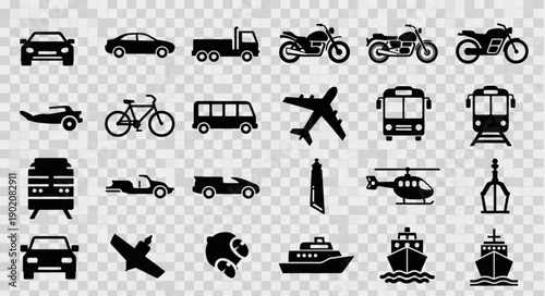Collection of Transportation Icons and Symbols.