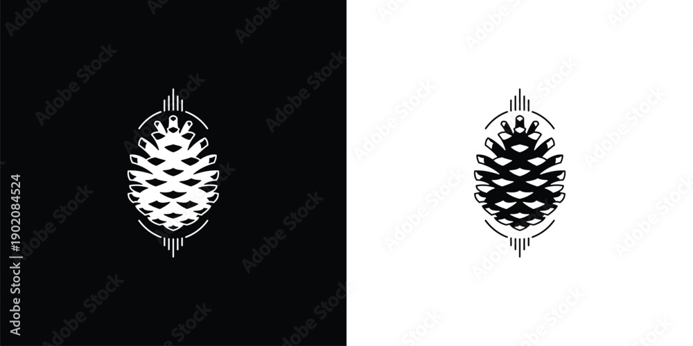 Obraz premium Pine Cone Symbol - Black and White Graphic Icon.