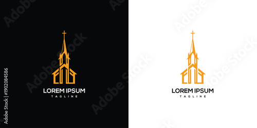 Golden Church Logo Design - Religious Building Icon.
