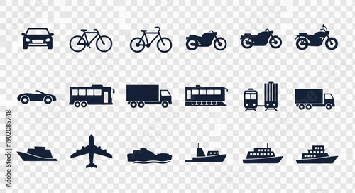 Collection of Transportation Icons Vector Illustration.