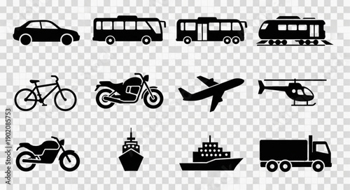 Collection of Transportation Icons Vector Illustration.