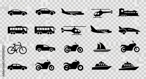 Collection of Transportation Icons Vector Illustration.