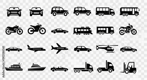 Collection of Transportation Icons Vector Art.