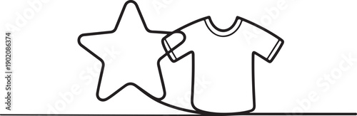 Star and T-shirt Icon Representing Rating, Review, and Apparel Concept Vector Illustration