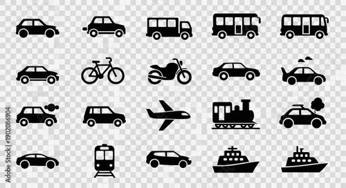 Collection of Transportation Icons Vector Art.