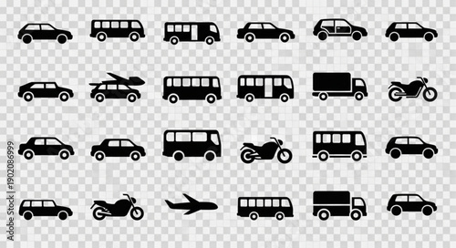 Collection of Transportation Icons Vector Art.