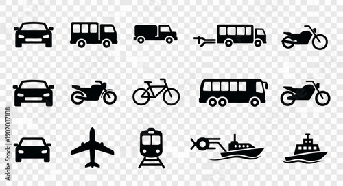 Collection of Transportation Icons Vector Art.