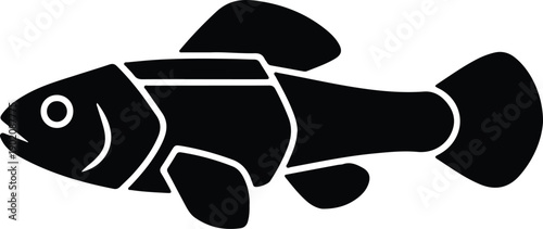 silhouette black goby fish icon isolated on white background vector design