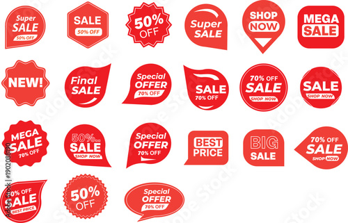 Set of Sale Badges and Labels – Special Offer, Discount and Black Friday Shopping Tags Vector Template