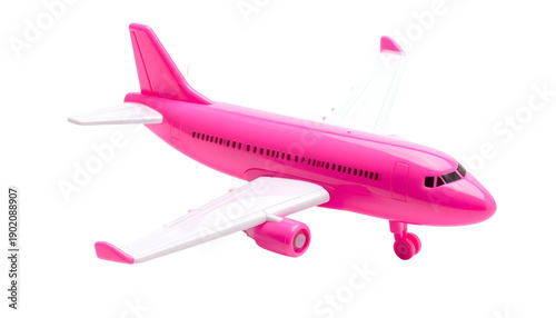 Wallpaper Mural A vibrant toy airplane, predominantly pink with white wings, set against a transparent background, showcasing detailed features Torontodigital.ca