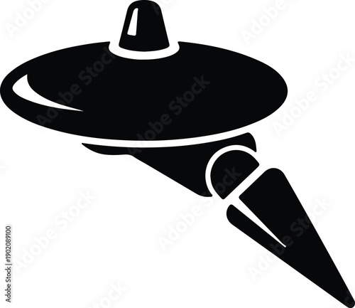 silhouette futuristic spaceship probe technology icon for science fiction projects vector design