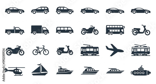 Collection of Transportation Icons Vector Set.