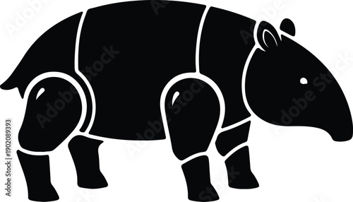 silhouette malayan tapir animal standing on white background isolated vector design