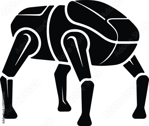 silhouette of a quadruped robotic dog for modern technology automation vector design
