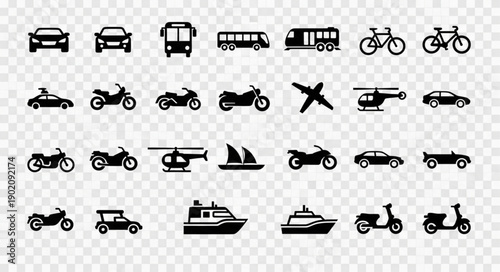 Collection of Transportation Icons Vector Set.
