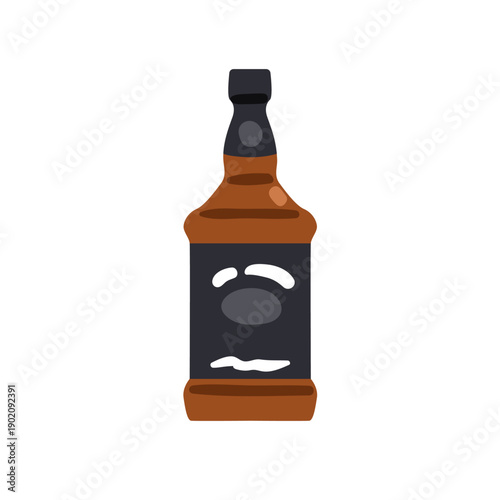 Whiskey bottle. Premium alcohol beverage in elegant packaging with abstract l...