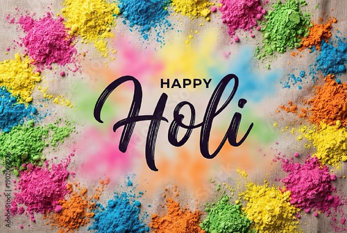  abstract background with colorful gulal powder mixed together with text 