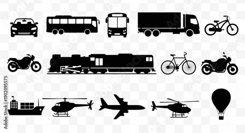 Collection of Transportation Silhouettes.