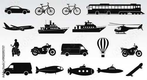 Collection of Transportation Silhouettes.