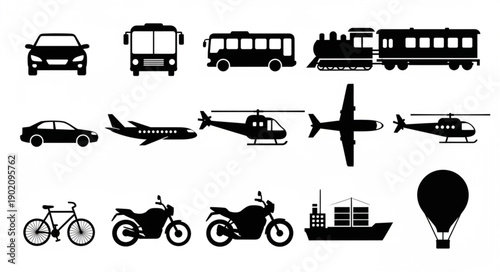 Collection of Transportation Silhouettes.