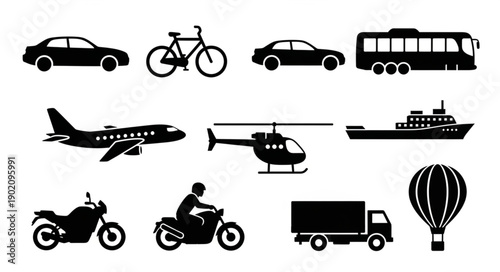 Collection of Transportation Silhouettes.